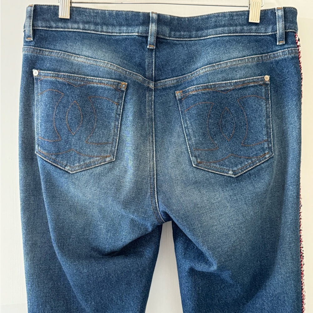 CHANEL Blue Straight Leg Jeans with Braided Detail 2019 Collection size 42 - Picture 7 of 17